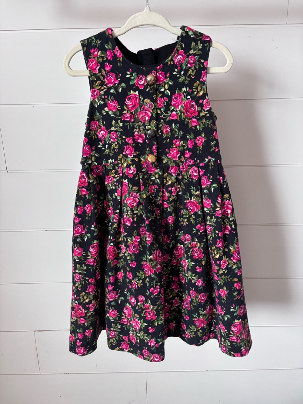 Dolce & Gabbana Y2K Black Floral Dress with Pink Roses
